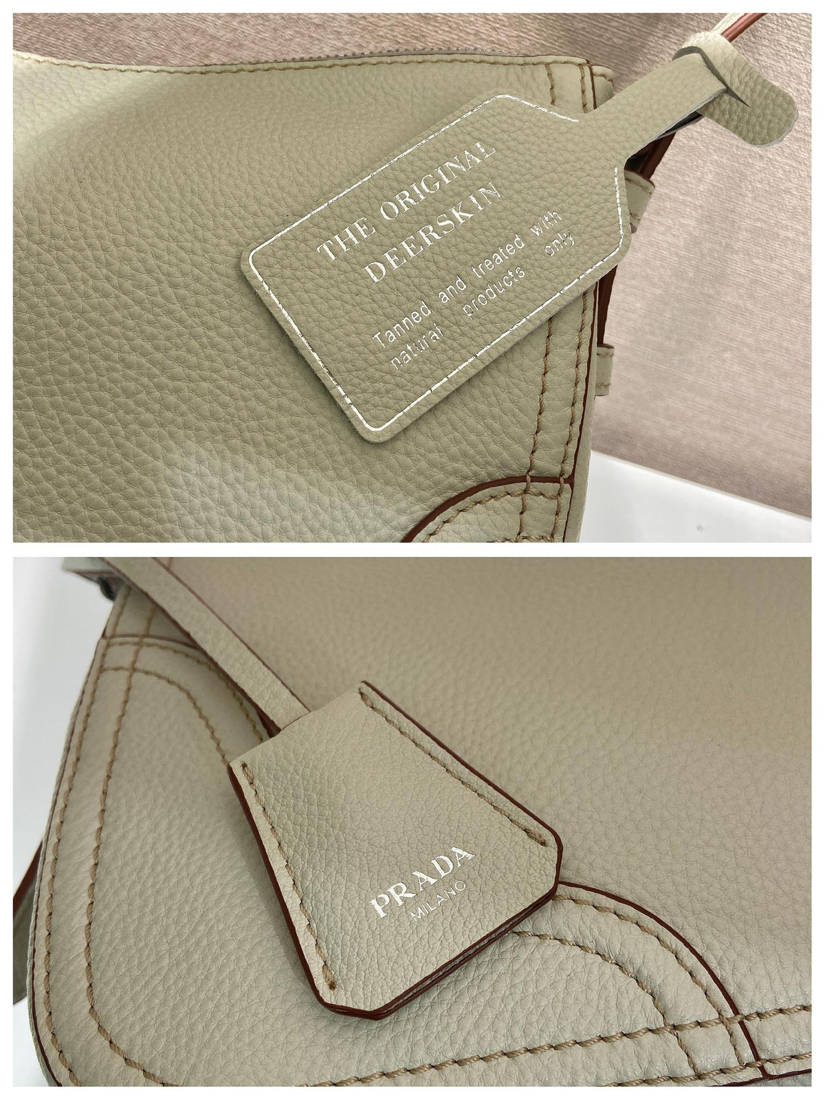 Prada Aimèe Large Shoulder 36cm Bag Khahi Cowhide