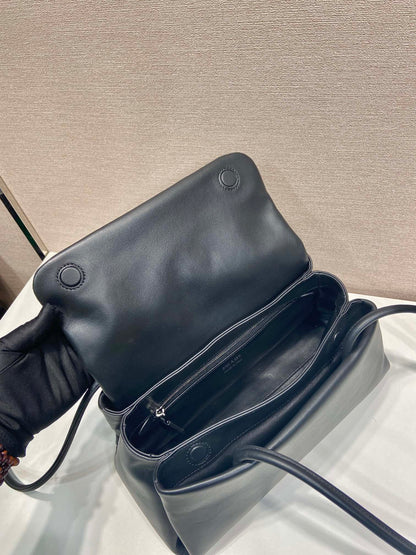 Prada Passage Medium Bag 28cm Black Leather Re-Nylon