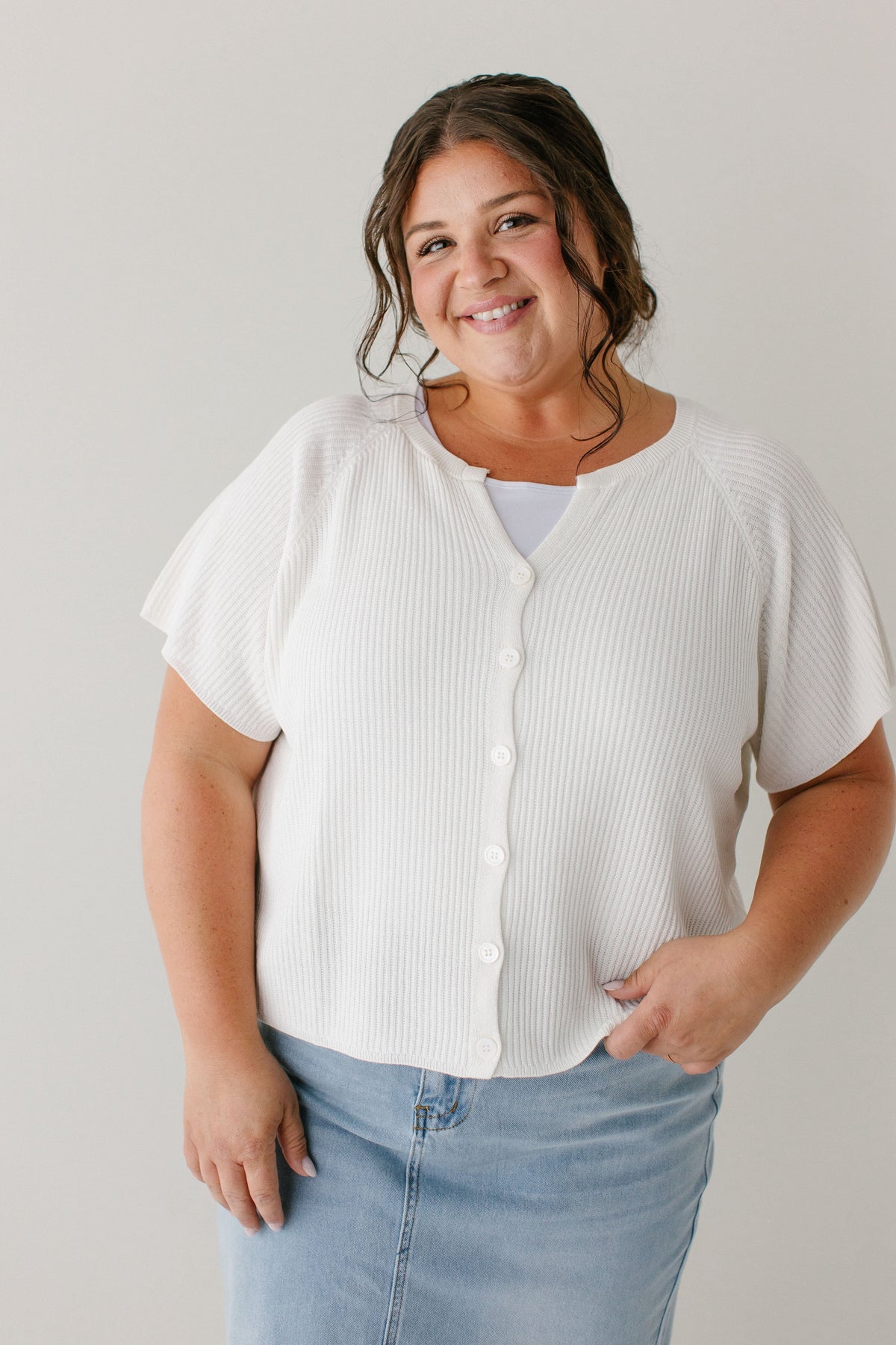 'Jocelyn' Short Sleeve Cardigan Top FINAL SALE