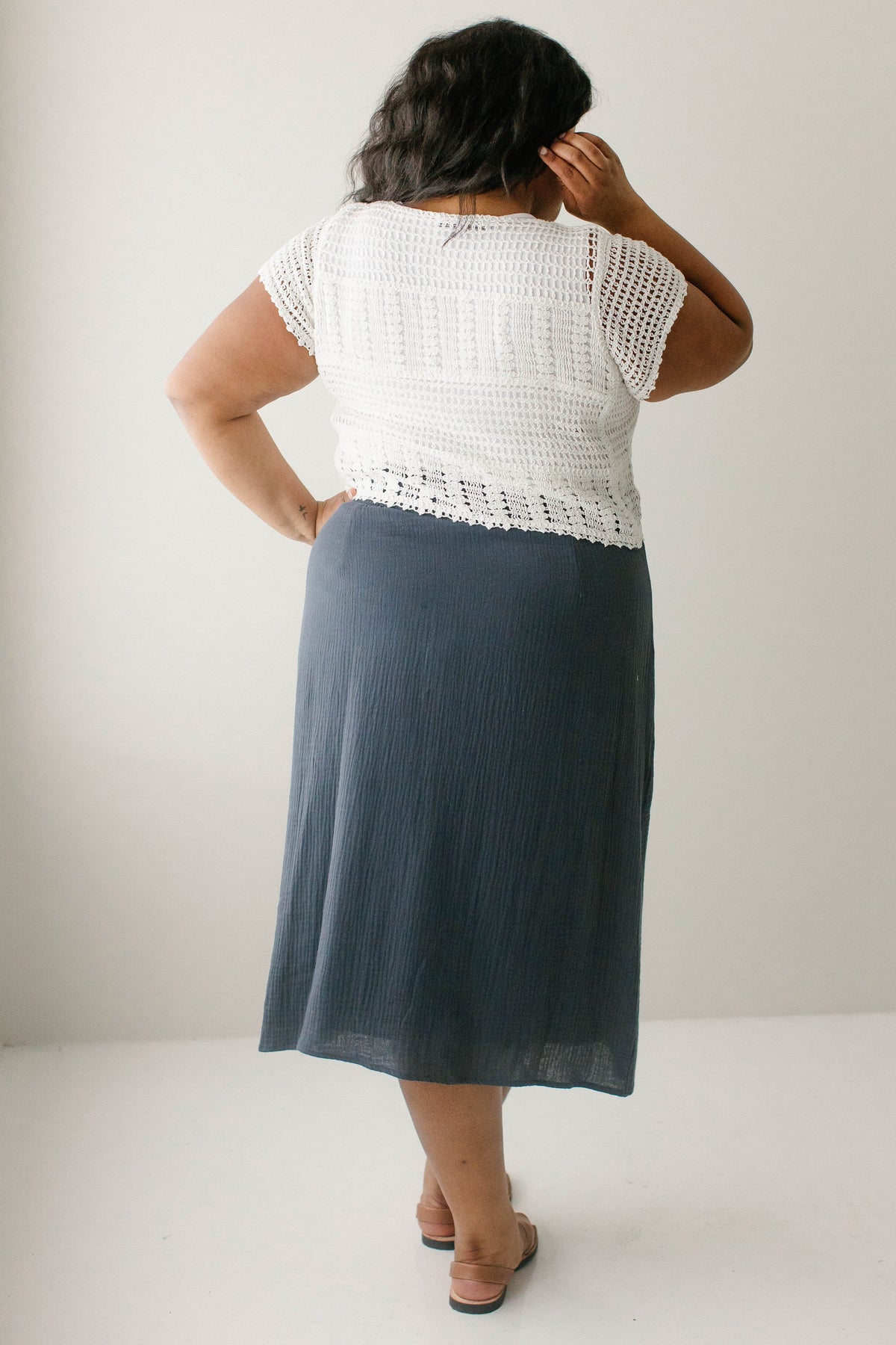 'Andrea' Short Sleeve Crocheted Cardigan FINAL SALE