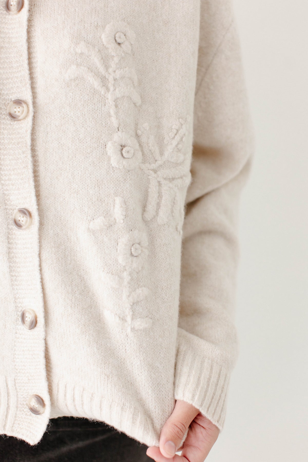'Drusilla' Flower Knit Button Down Cardigan