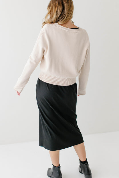 'Blaine' Cable Knit Detail Cotton Cardigan