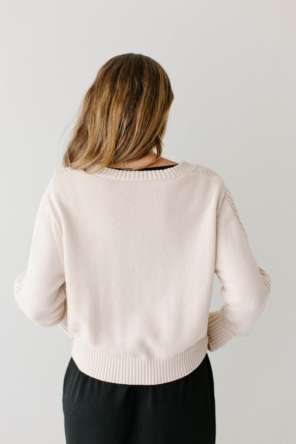 'Blaine' Cable Knit Detail Cotton Cardigan