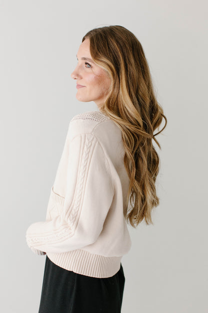 'Blaine' Cable Knit Detail Cotton Cardigan