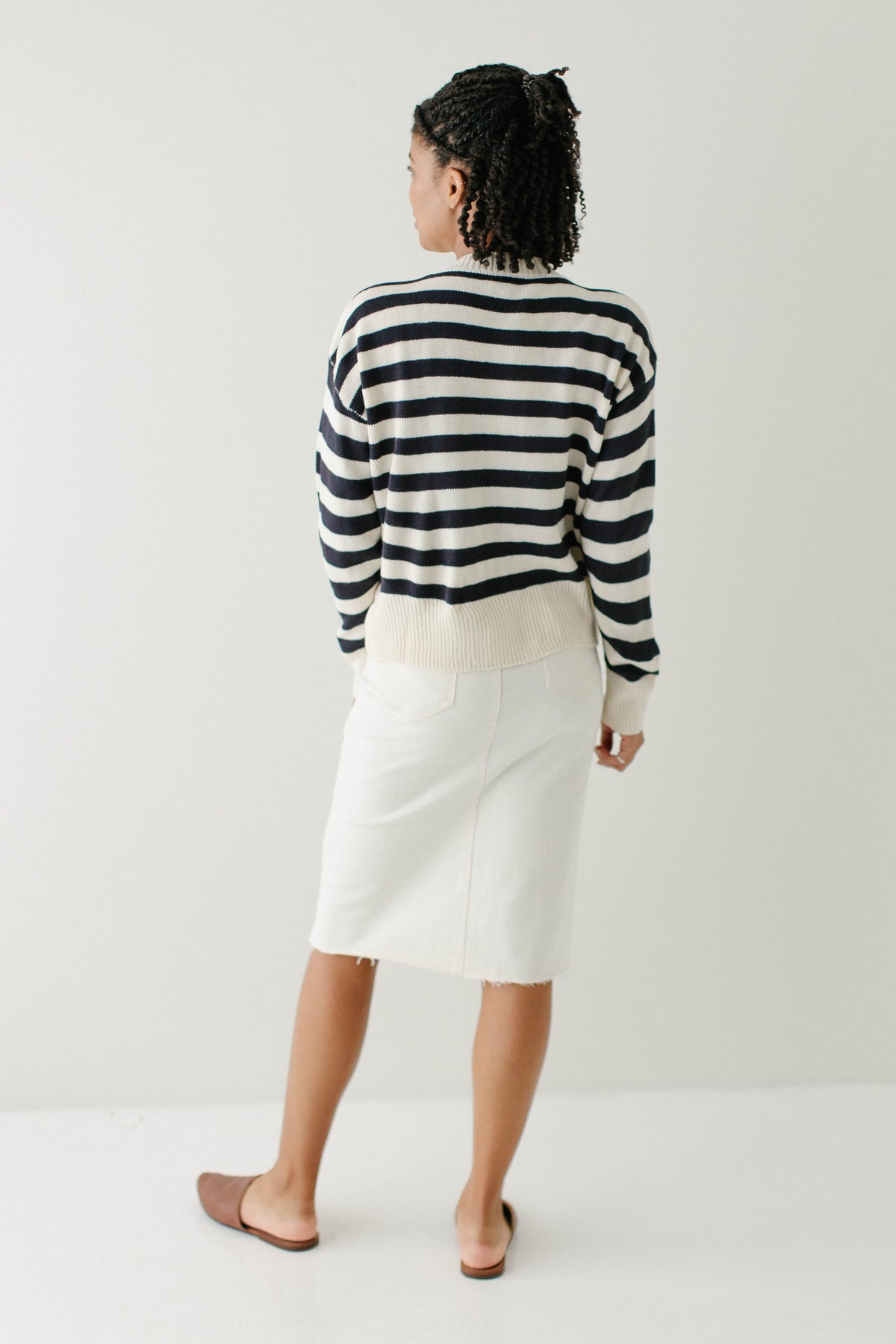 'Bobbi' Navy Stripe Button Down Cardigan