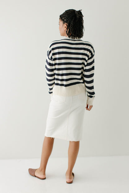 'Bobbi' Navy Stripe Button Down Cardigan