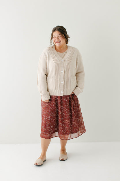 'Blaine' Cable Knit Detail Cotton Cardigan