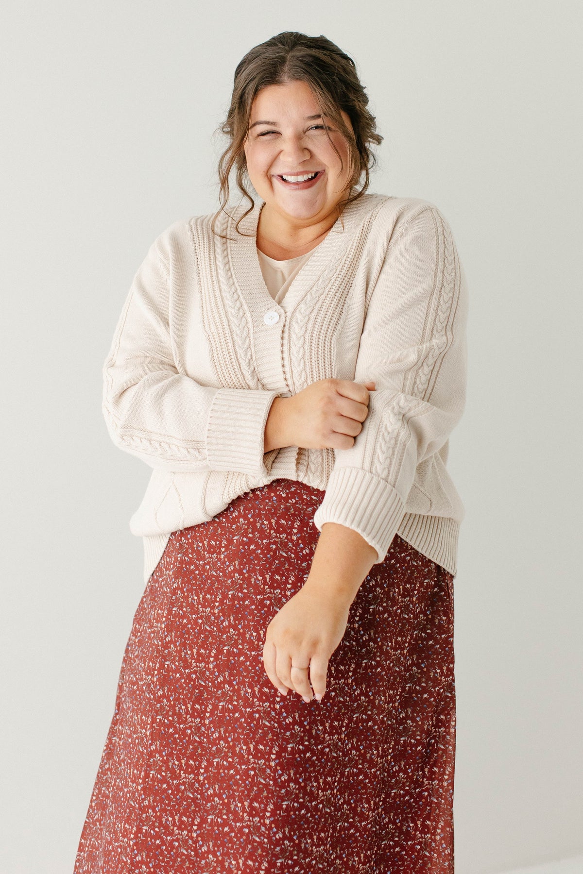 'Blaine' Cable Knit Detail Cotton Cardigan