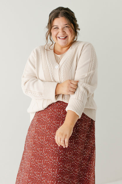 'Blaine' Cable Knit Detail Cotton Cardigan