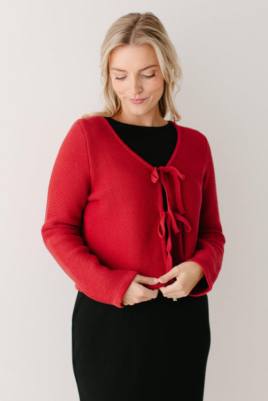 'Edwina' Tie Front Knit Cardigan