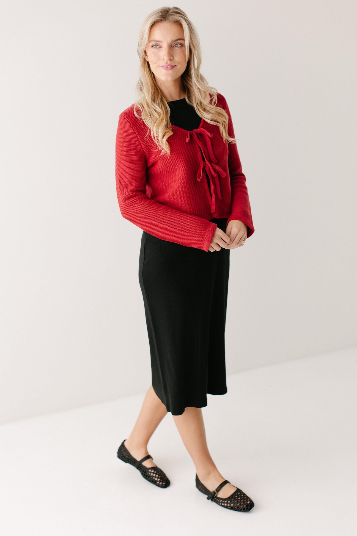 'Edwina' Tie Front Knit Cardigan