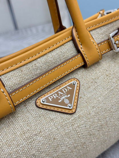 Pra Bonnie Bag 24cm Brown Canvas Leather 293910