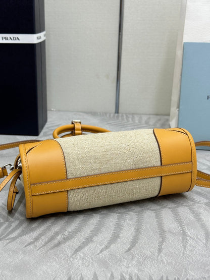 Pra Bonnie Bag 24cm Brown Canvas Leather 293910
