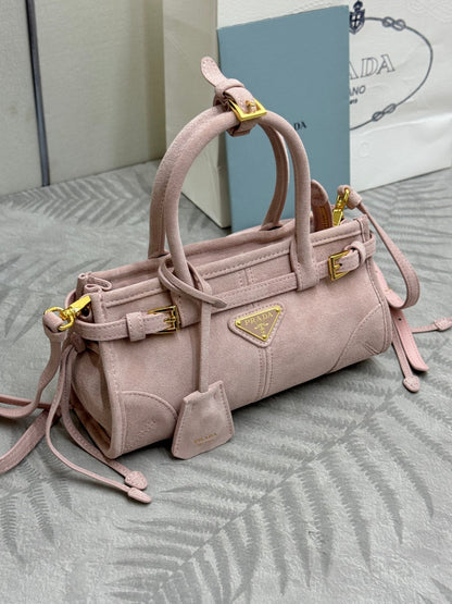 Pra Bonnie Bag 24cm Light Pink Suede Leather 293811