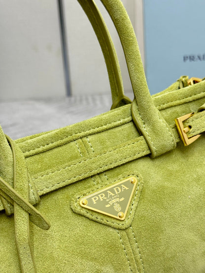 Pra Bonnie Bag 24cm Green Suede Leather 293818