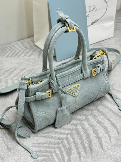 Pra Bonnie Bag 24cm Light Stale Blue Suede Leather 293794