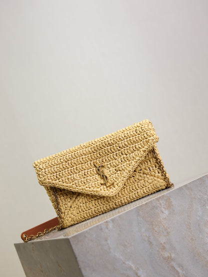 Prada Calypso Bag 19cm Beige Raffia Leather