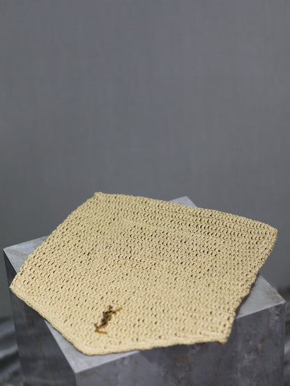 Prada Envelope Clutch 29cm Beige Raffia Leather